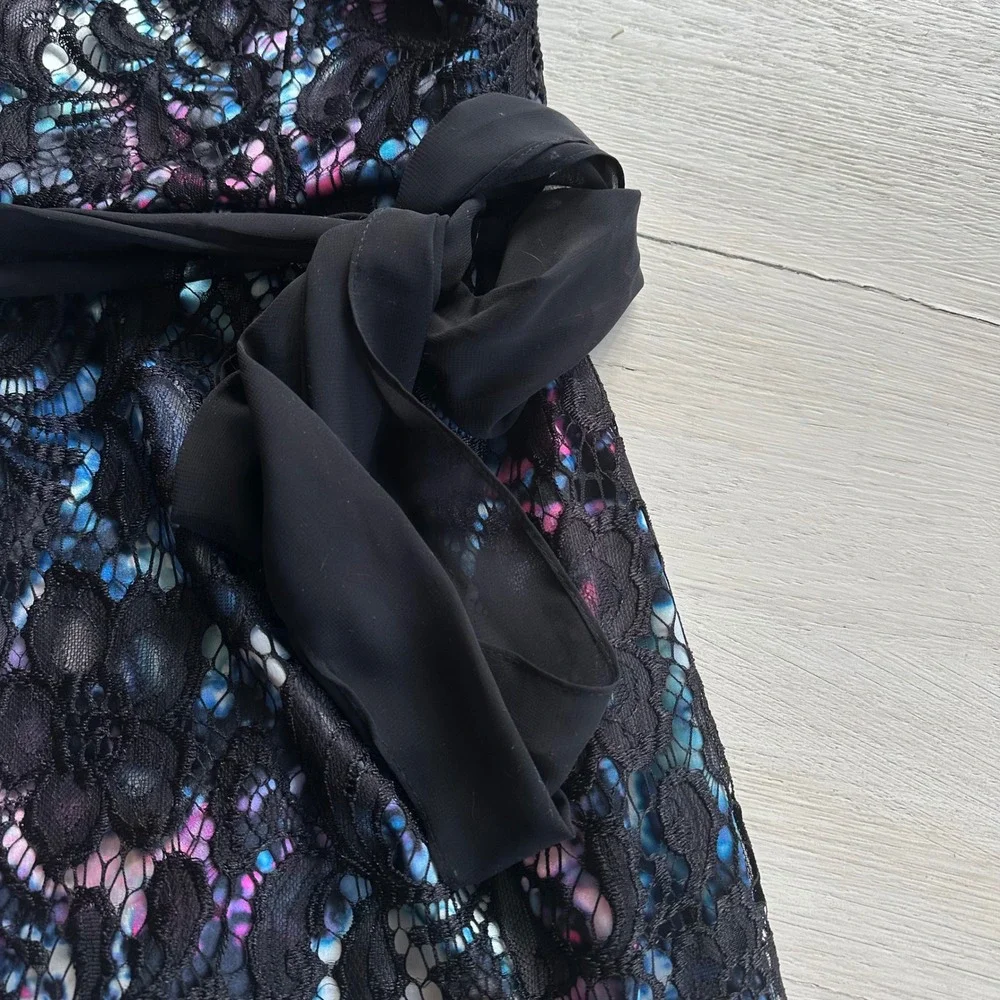 Alex Evenings Black Floral Lace‎ Sheath Dress 16W Mother of the Bride Guest